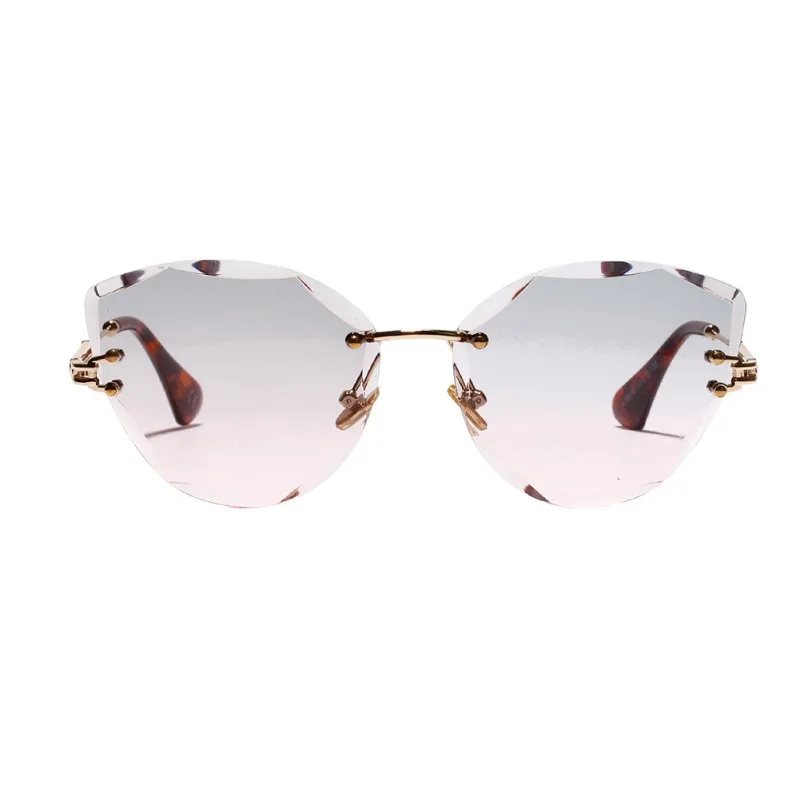Ретро персонализированный Металл оправа солнцезащитные очки прогрессивные цветные линзы кошачий глаз бесборные красочные Кристальные текстуры солнцезащитные очки