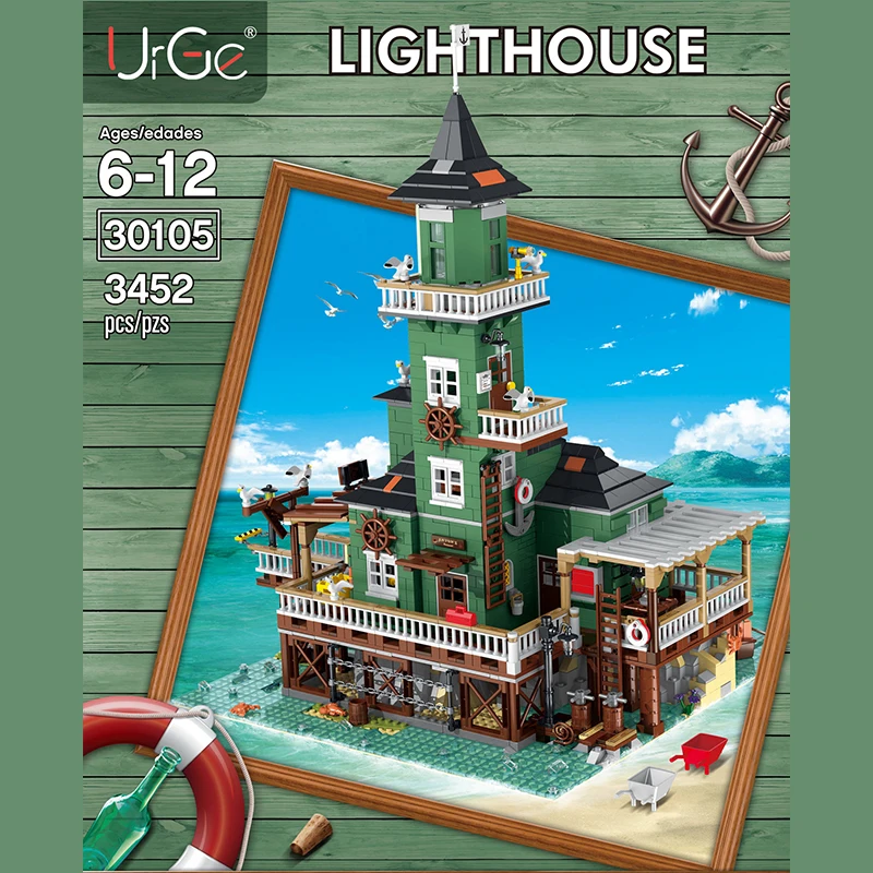 

MOC City Street Ideas Series The Old Fishing Store Lighthouse Model Kit Building Blocks Kids Toys Captain Wharf Bricks Fit 21310