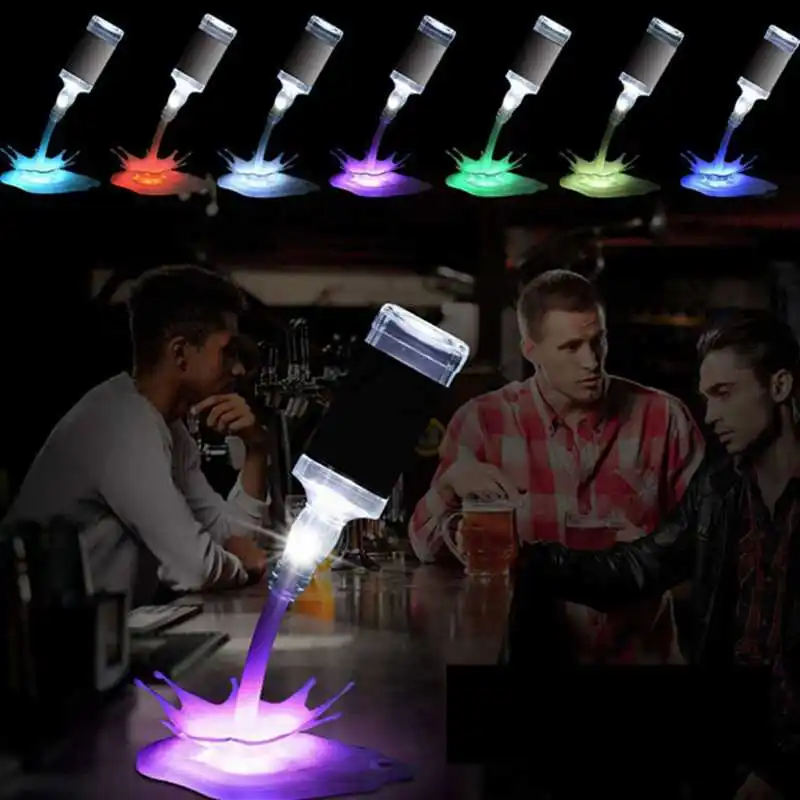 Pour Wine Bottle Lamp,LED DIY Random Collocation Pouring Wine Desk Table Light,Rechargeable USB Touch for Bar Cafes Restaurant C