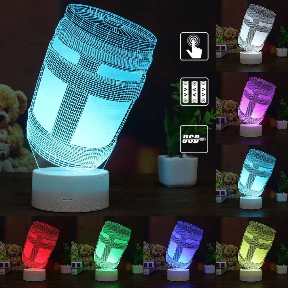 Игровой персонаж 3D лампа светодиодный 7 цветов сенсорный выключатель, настольная лампа лама акриловое украшение ночник Подарки для детей