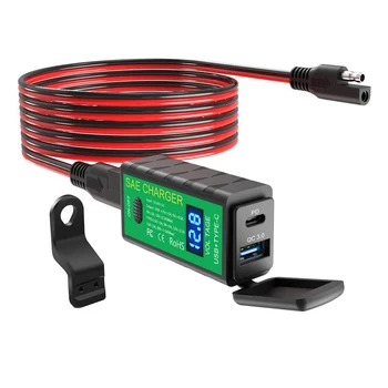 

Motorcycle USB Fast Charger SAE to USB Adapter with USB C 18W PD,QC3.0 Quick Charge 3 Install Options Waterproof Disconnect Plu