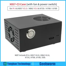 Geekworm Raspberry Pi X857-C3 Case dla Raspberry Pi 4 i X857 V2.0/ X862 V2.0 i X735/ X708, X857-C3 pasujące etui + przełącznik + wentylator