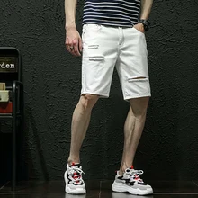 Большие размеры 28-52, мужские рваные короткие брендовые джинсы, летняя одежда, дышащие хлопковые шорты, джинсовые шорты