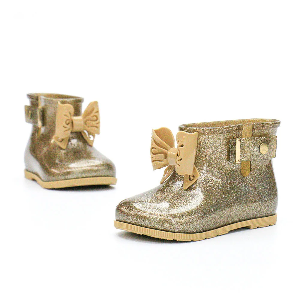 Mini Melissa/резиновые сапоги; сандалии для девочек; обувь; милая обувь; сезон лето-осень-зима; теплые модные ботинки для малышей; нескользящая водонепроницаемая обувь
