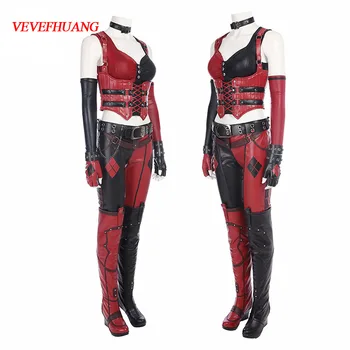 

VEVEFHUANG Batman Arkham Knight Harley Quinn Cosplay Costume Game Suit For Women Halloween for party Costumes Full Set Custom