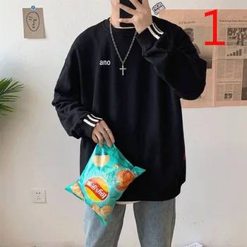 

Solid color wild round neck fashion long-sleeved T-shirt autumn bottoming shirt loose ins 5218