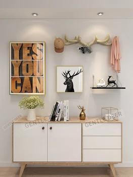 

2020 Wall Hanging Photo Frame Set With Resin Antlers And Shelf Suitable For Living Room Sofa Background Wall Living Room Bedroom