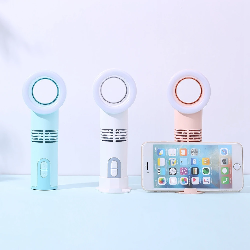 USB портативный мини-кулер Leafless вентилятор перезаряжаемый портативный Настольный освещенный воздушный кулер три зуба Leafless вентилятор