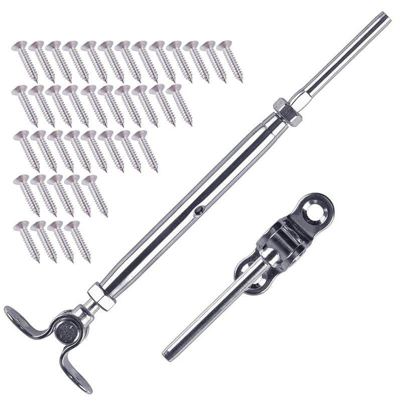 

ABSF 316-Stainless Steel Adjustable Angle Cable Railing Hardware Kit For 1 / 8 Inch Wire Rope For Wood Post 10 Packs