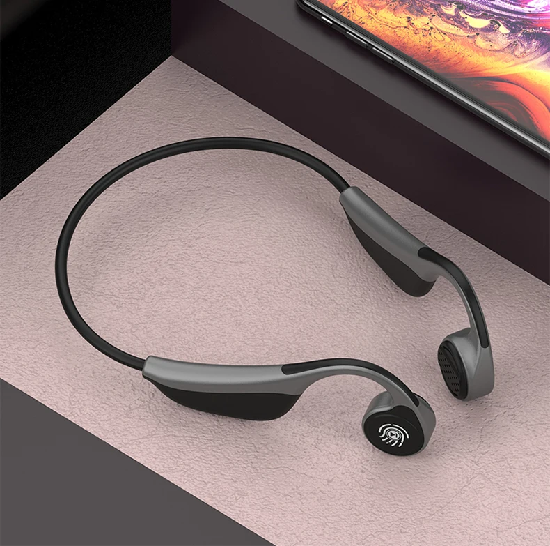 FMJ V9 наушники Bluetooth 5,0 Bone Guide наушники водонепроницаемые Беспроводные спортивные наушники One Touch Handsfree наушники - Color: Black