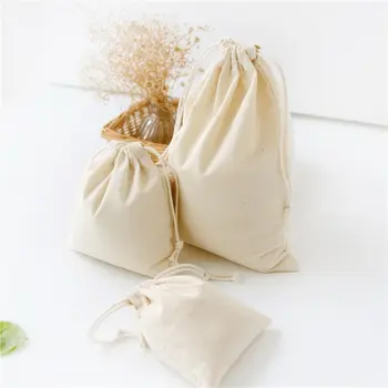 

Adisputent New Bags For Women 2020 White Drawstring Gift Bags Hemp Cotton Craft Blank Bags Jewelry Packaging Large Storage Bags