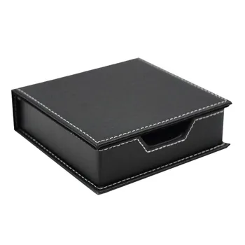 

Leather Memo Box Office School Supplies Desk Accessories Organizer Card Holder Note Holder Sticky Note Storage Box Black