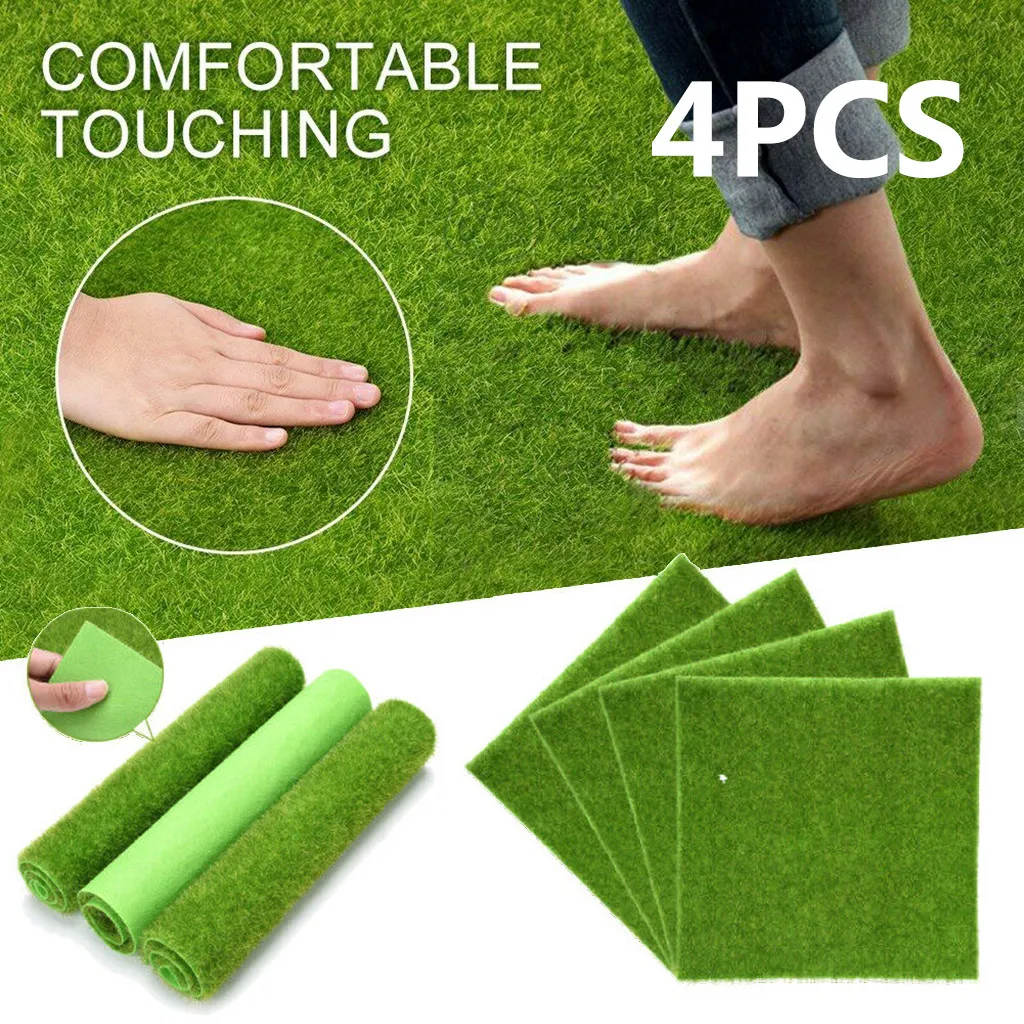 

4PC Grass Mat Green Artificial Lawns Turf Carpets Fake Sod Home Garden Moss For Home Floor Garden Wedding Decoration 30x30cm