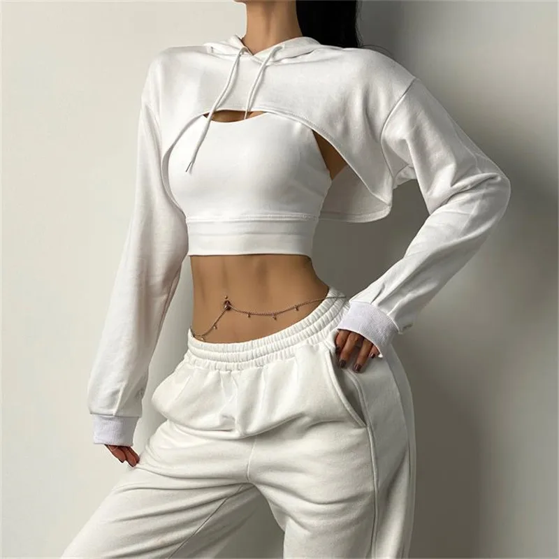 Pull Crop Top Sweat-shirt activewear surdimensionné femmes gymwear ou Casualwear 
