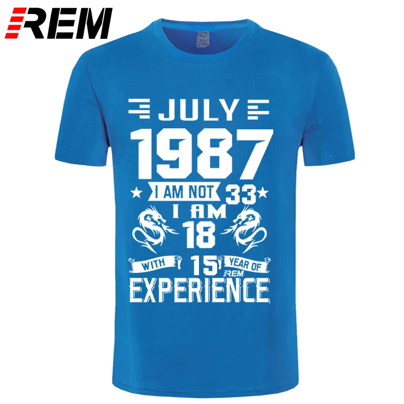blue july Августа модные 1987 лет рубашка с января по февраль Март Апрель Май Июнь Июль декабря Для Мужчин's короткий рукав Футболка с принтом Повседневное - Цвет: blue july