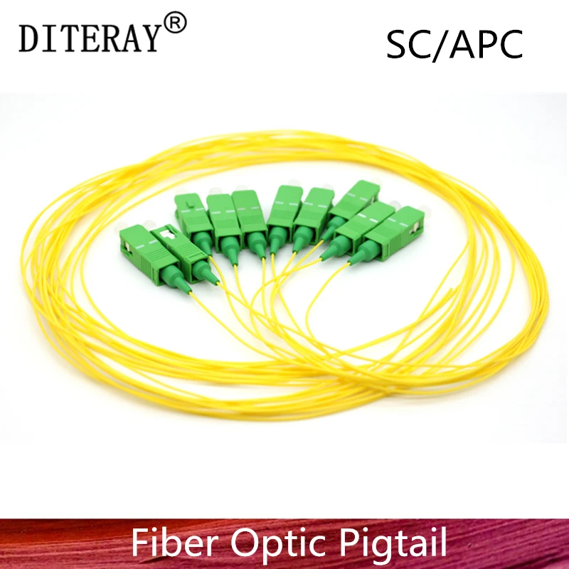 onti 20 50 100 200pcs lot sc apc upc fiber pigtail simplex 9 125 1m single mode fiber optic pigtail 0 9mm 50/PCS SC/APC fiber Pigtail Simplex 9/125 Single Mode Fiber Optic Pigtail 0.9mm LSZH Yellow