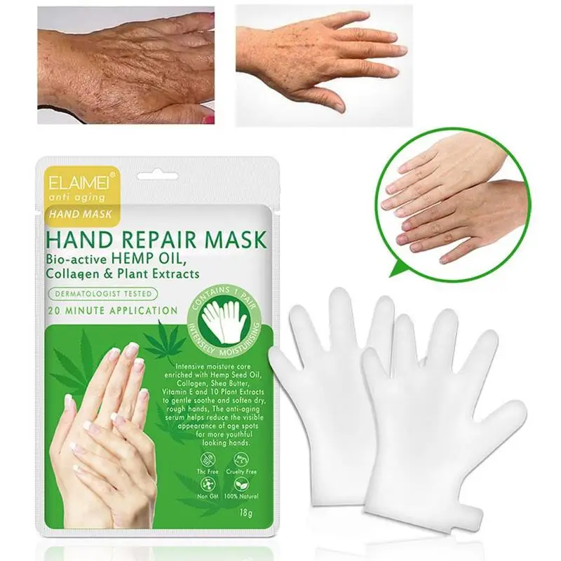 1 Pair Hemp Oil Etract Moisturizing Exfoliating Hand Foot Mask Glove