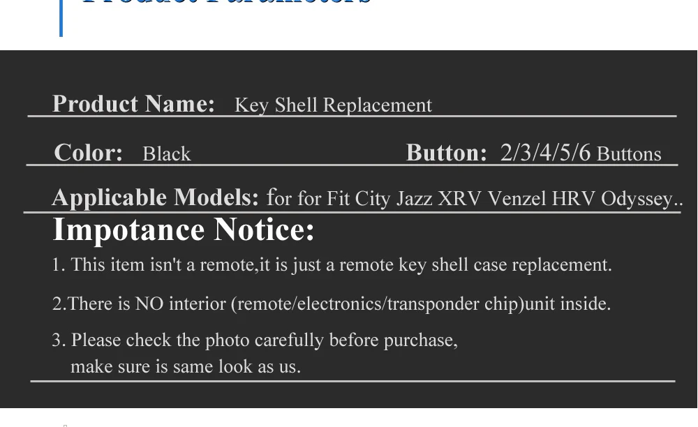 Keyforkess Smart Car Remote 2/3/4/5/6 pulsanti chiave Shell per Honda Fit ooctavia ey City Jazz XRV Venzel HRV CRV Accord inserisci portachiavi - H0a185b0ea0f246728642d98a2175db70W
