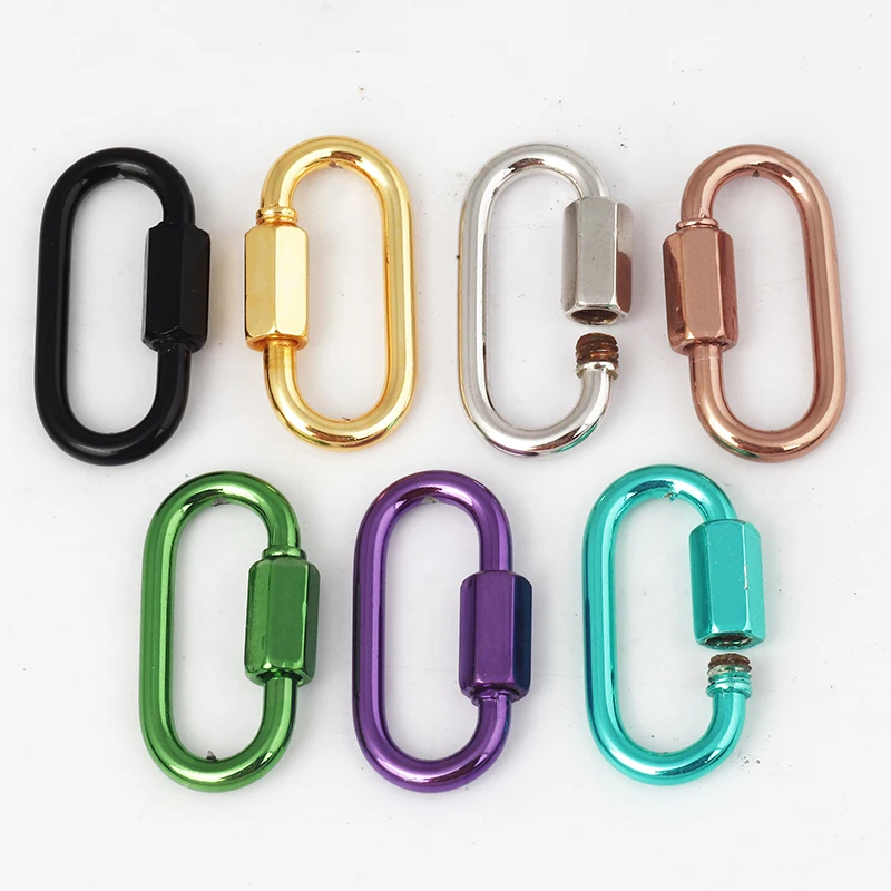 Carabiner Mountaineering buckle clasp hooks ,fashion trendy handmade  jewelry findings，gold , white gold , purple , green
