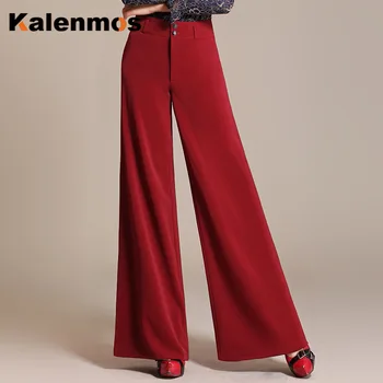 

Kalenmos Plus Size High Waist Wide Leg Pant Women Temperament Leisure Suit Pants Spring Autumn Lady Slim OL Formal Trousers