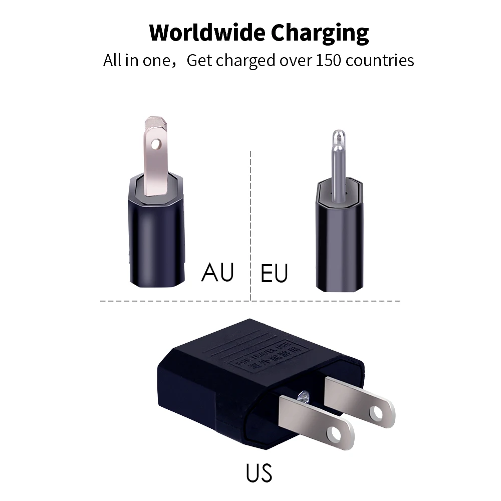 5 Pieces/lot EU Power Adapter Plug 6A USA to Euro Europe Wall Power Charge Outlet Sockets US 2 Flat Pin to EU 2 Round Pin Plug