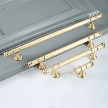 

Wardrobe drawer handle modern minimalist solid wood cabinet door handle hardware light luxury gold Nordic single Woodworking