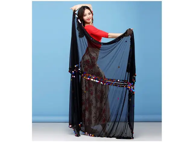 Foulard De Danse Orientale En Soie Véritable - Dégradé De Couleur, Taille M à XXXL - Pour Spectacle, Déguisement