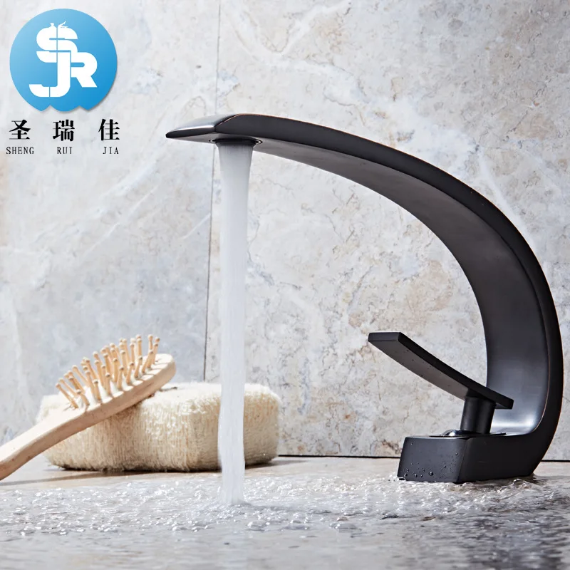 

Shengruijia European Style Creative Black Bronze Cold Basin Faucet Inter-platform Basin Black And White With Pattern Vintage Wat