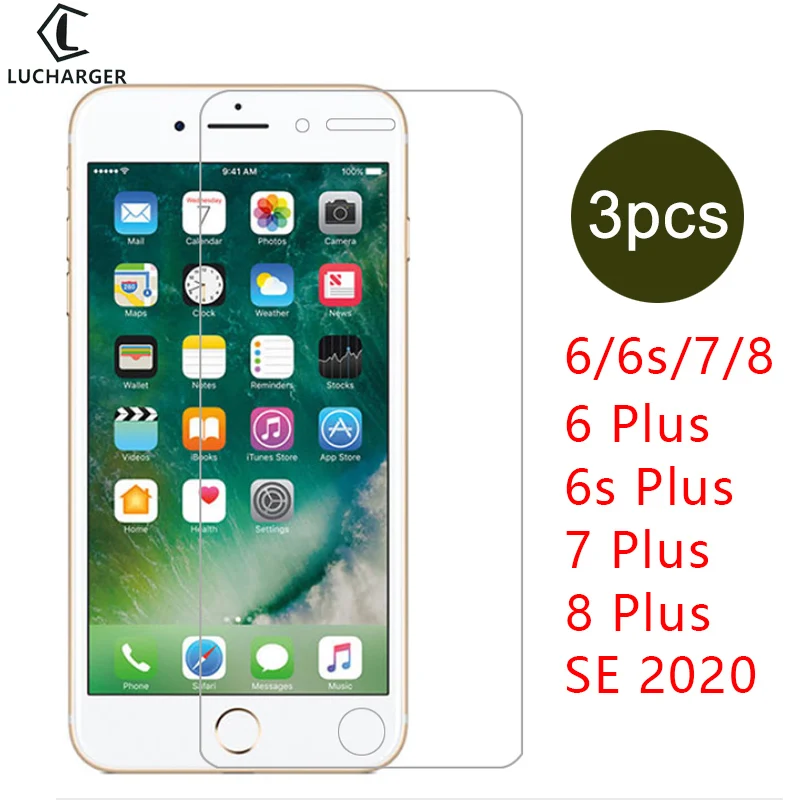 Чехол для iphone se 2020 2 8 7 6 s plus защита экрана из закаленного стекла | Мобильные