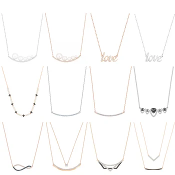 

High Quality SWA XL028 Necklace SWA Jewelry Color Design Layer Necklace Female Variable Shape Two-In-One Chain Suit Wholesale