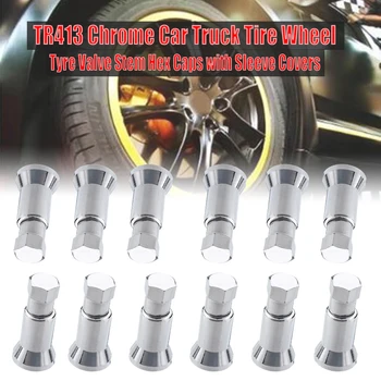 

12pcs/set TR413 Chrome Car Tire Wheel Tyre Valve Stem Hex Cap & Sleeve Cover Kit