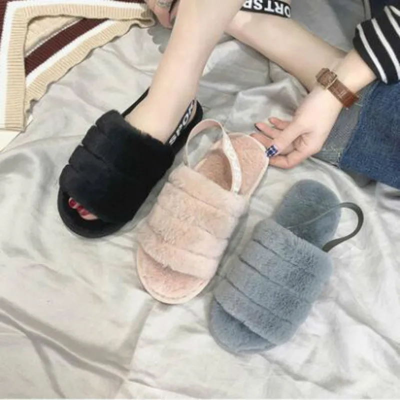 

2020 Fashion Women Cotton Slippers Home Female Soft Bottom Autumn Winter Wear Plush Non-slip Fur Sandals Home Durable Flip Flop
