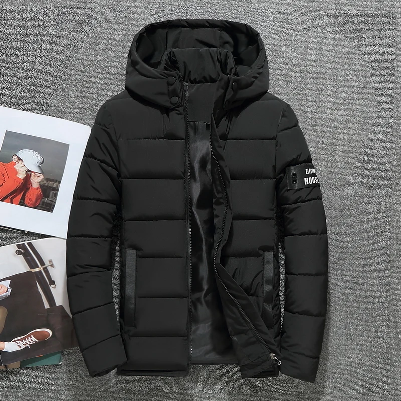 

2019 Brand Winter Men Jacket Casual Thicken Warm Padded Coat Down Jackets Plus Size Thermal Parka Hooded Outwear Male Clothing