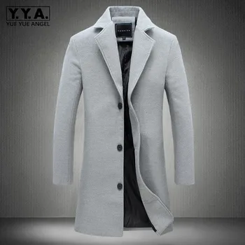 

Men Solid Color Long Trench Coat Fashion Slim Single Breasted Warm Outerwear Plus Size 5XL Autumn Long Sleeve Casual Jacket