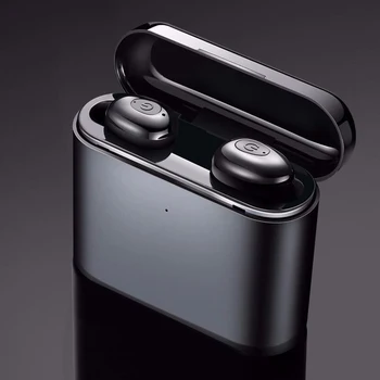 

Wireless bluetooth headset mini charging compartment automatically pairing battery level display voice prompts in-ear headphones