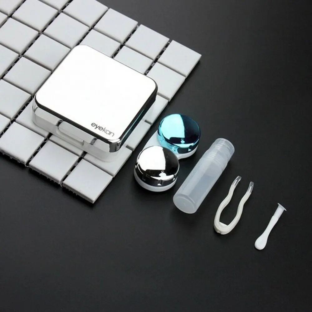 Cover contact lens case with mirror color contact lenses case Container cute Lovely Travel kit box Women
