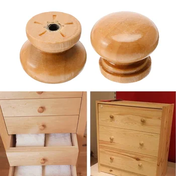 

10pcs Wooden Door Knobs M4 Fixing Screws Home Kitchen Cabinet Drawer Cupboard Divider Pull Handle Furniture Doorknob
