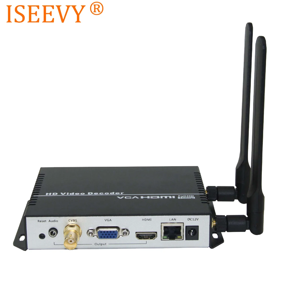 Видеодекодер ISEEVY H.265 Wi Fi H.264 IP HDMI с выходом VGA CVBS поддержка RTMP RTSP UDP декодер сетевой