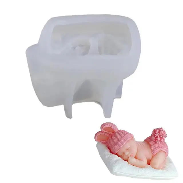 3D Baby Silicone Mold Sugar Mold Chocolate Mold Fondant Cake Decorating Tool Cute DIY Sleeping Baby Shower Making Candy Mould 4