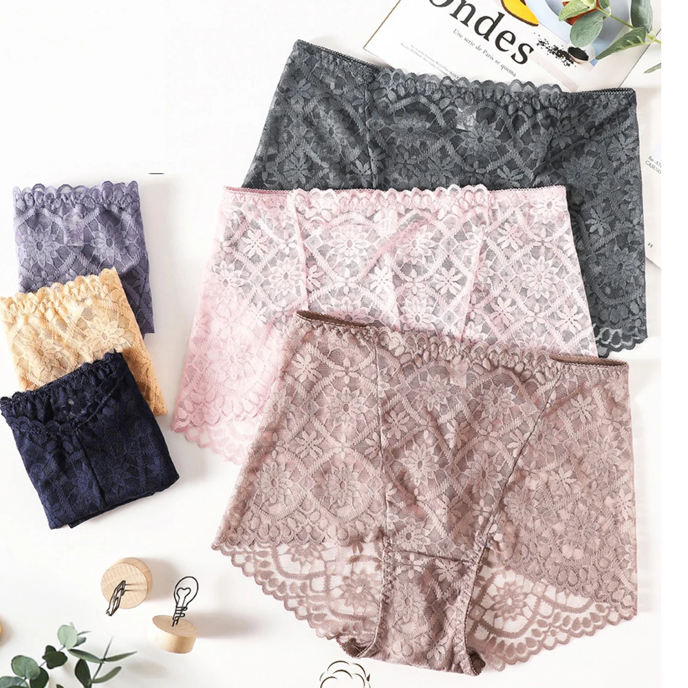 

5 Pcs New 2020 Women Sexy Underwear Knickers Lace Seamless Hollow Out Lingerie Female Briefs Breathable Transperant Underpants