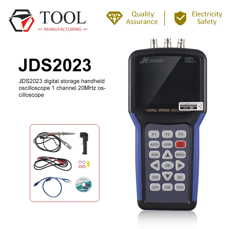 Jinhan портативный цифровой осциллограф JDS2023 цифровой осциллограф 1 канал 20 МГц AC/DC Storagesignal функция генератора