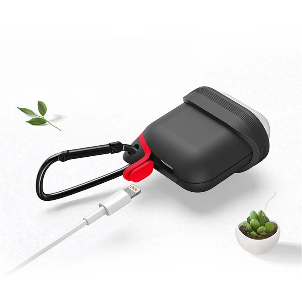 

ONLENY Anti-Lost Carabiner For AirPods Case Silicone Protective Cover Skin Charging Case Earphone Holder Case With Key Ring