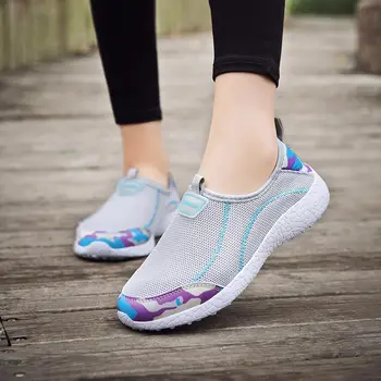 

Summer Air Mesh Sneakers Women's Sports Shoes Ladies Running Shoes Sport Women Without Laces Cord Gray Women Shoes 2020 E-323