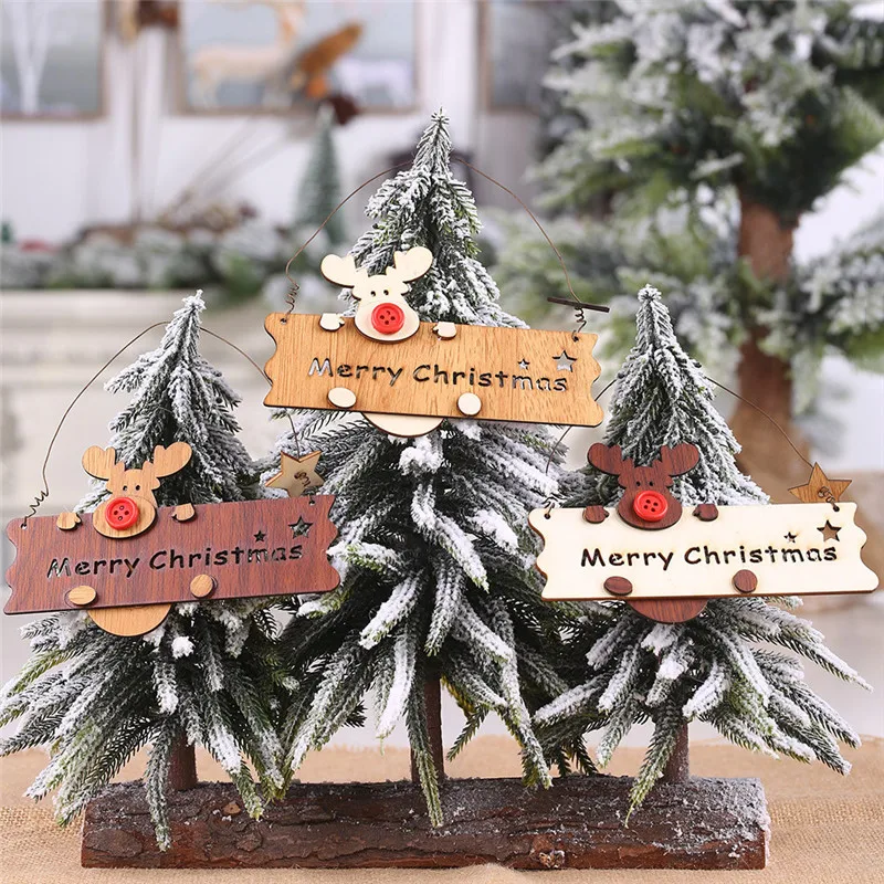 Christmas Wooden Openwork Letter Elk Pendant Xmas Tree Hanging Decorations christmas decoration #3N01 (5)