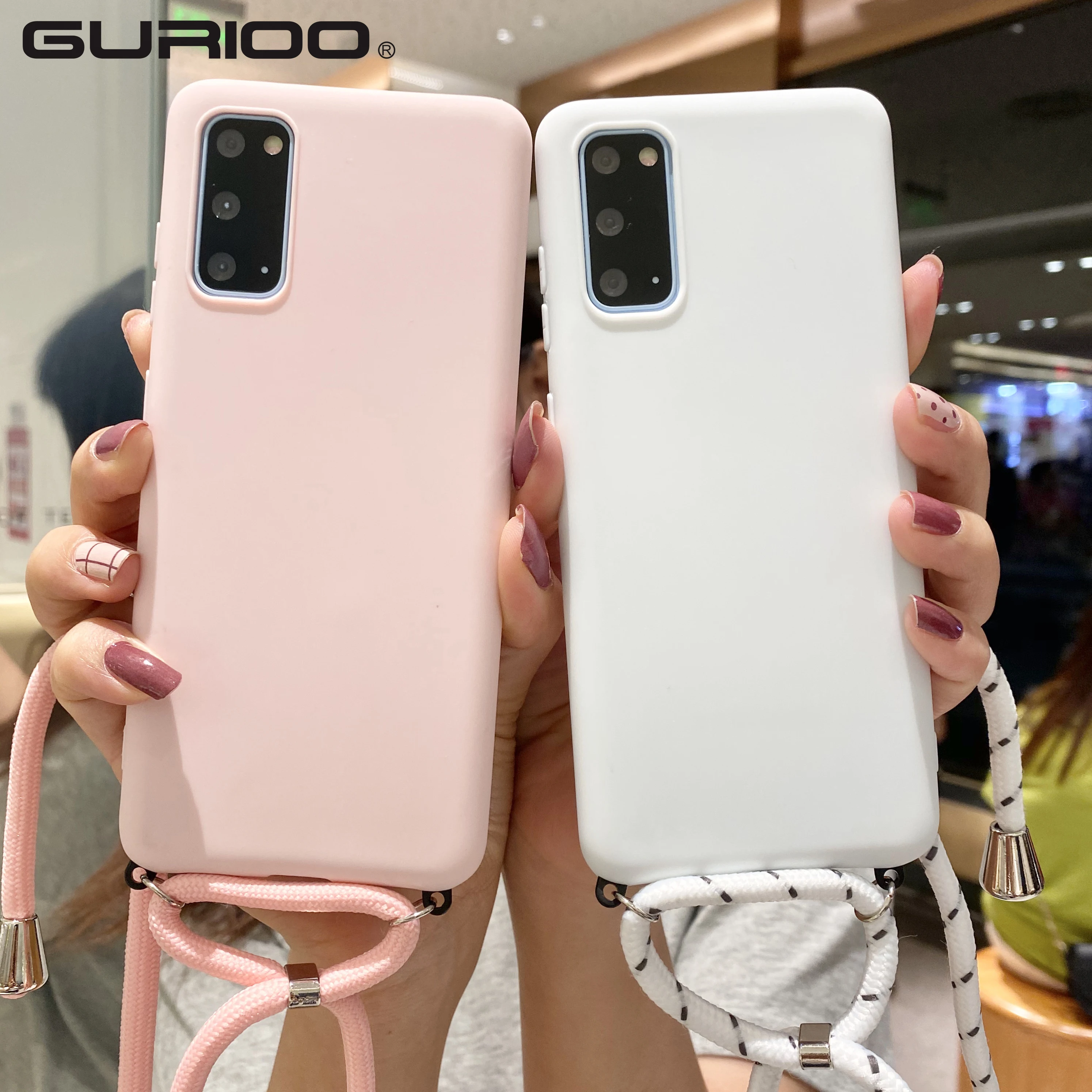 INS Crossbody Strap Case for Samsung Galaxy S10 S8 S9 plus S7 Note 8 9 10 10pro A51 A71 A10 A20 A30 A50 Matte Soft Lanyard Cover | Мобильные