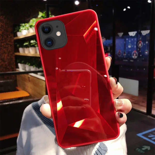 Роскошный Алмазный 3D зеркальный чехол для телефона KJOEW для iPhone 11 Pro Max X XR XS Max 8 7 6 6S Plus, классный чехол для iPhone 11, задняя крышка - Цвет: Красный