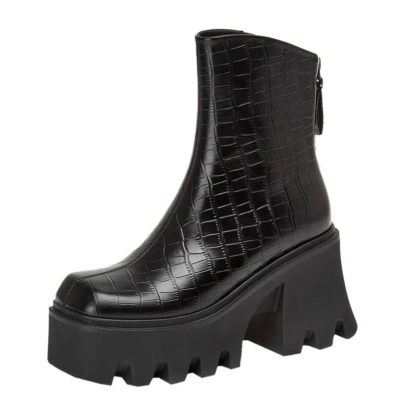 Super High Heel Autumn And Winter Short Boots Children's Platform Thick-soled Chelsea Boots New Height Increase Women's Boots