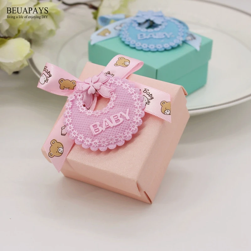 100 шт baby shower коробка с лентой для конфет липкие части подарок на день рождения вечеринка в честь Дня Рождения Аксессуары