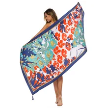 Женская хлопковая шаль с принтом стильная ретро Этническая стильная Солнцезащитная длинная шаль пляжные элегантные шарфы