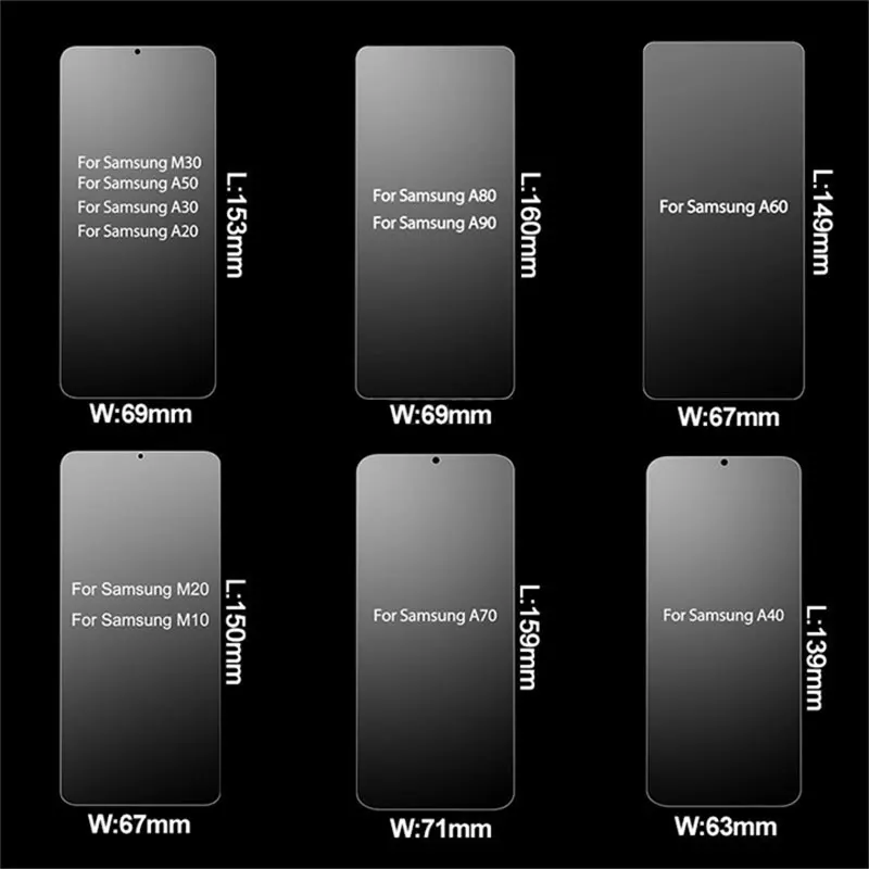 Защитное стекло Закаленное для Samsung Galaxy A50/A30/A20/M10/M20/M30/A40/A70/A80/A90/A10 3 шт.|Защитные